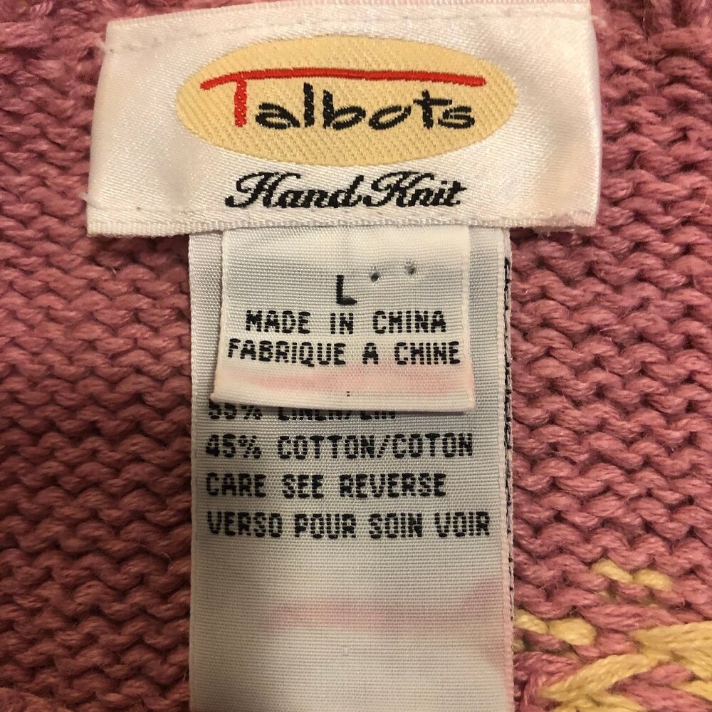 Talbots Hand-Knit Floral & Bee Cardigan — Rare Collectible (Size L) - Picture 8 of 9